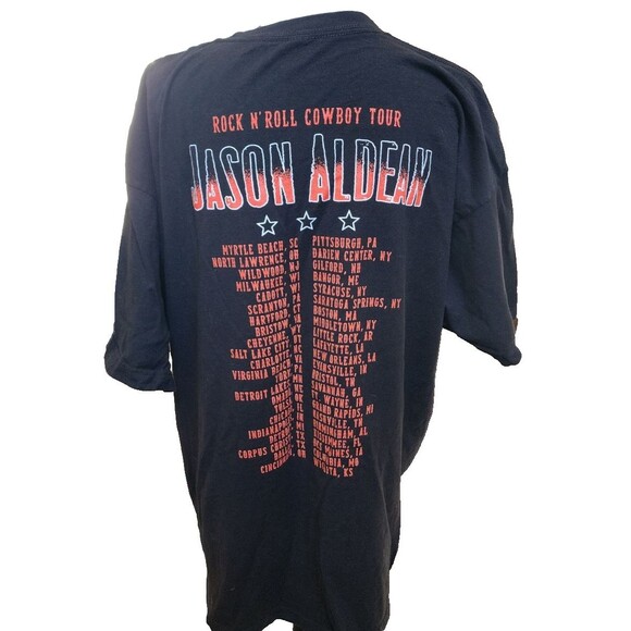 Jason Aldean Cowboy Tour Band Tee Size 2X Black 2 Sides - Picture 4 of 6